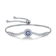 Load image into Gallery viewer, Authentic 925 Sterling Silver Blue Eye Tennis Bracelet for Women Adjustable Chain Bracelet Sterling Silver Jewelry SCB033