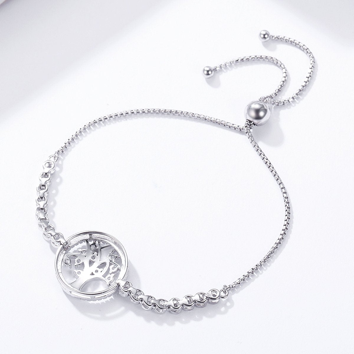 100% 925 Sterling Silver Tree of Life Tennis Bracelet Women Adjustable Link Chain Bracelet Silver Jewelry SCB035