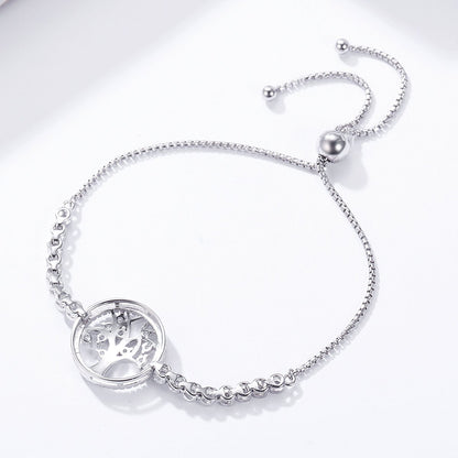 100% 925 Sterling Silver Tree of Life Tennis Bracelet Women Adjustable Link Chain Bracelet Silver Jewelry SCB035