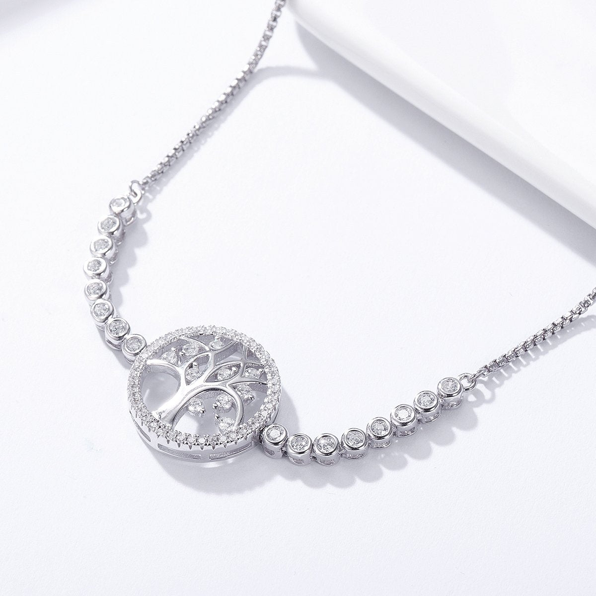 100% 925 Sterling Silver Tree of Life Tennis Bracelet Women Adjustable Link Chain Bracelet Silver Jewelry SCB035