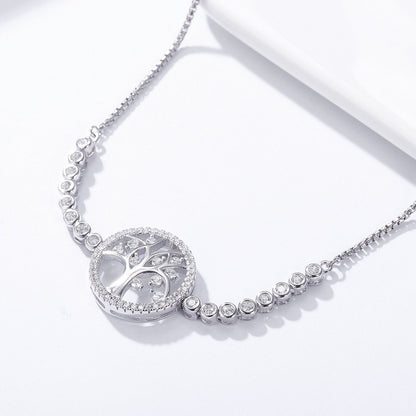 100% 925 Sterling Silver Tree of Life Tennis Bracelet Women Adjustable Link Chain Bracelet Silver Jewelry SCB035