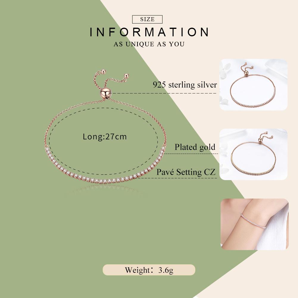 Valentine Day Gift 925 Sterling Silver Dazzling Gold Strand Bracelet Tennis Bracelet Women Sterling Silver Jewelry SCB046