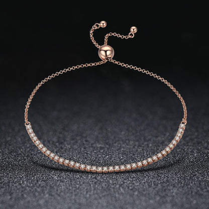 Valentine Day Gift 925 Sterling Silver Dazzling Gold Strand Bracelet Tennis Bracelet Women Sterling Silver Jewelry SCB046