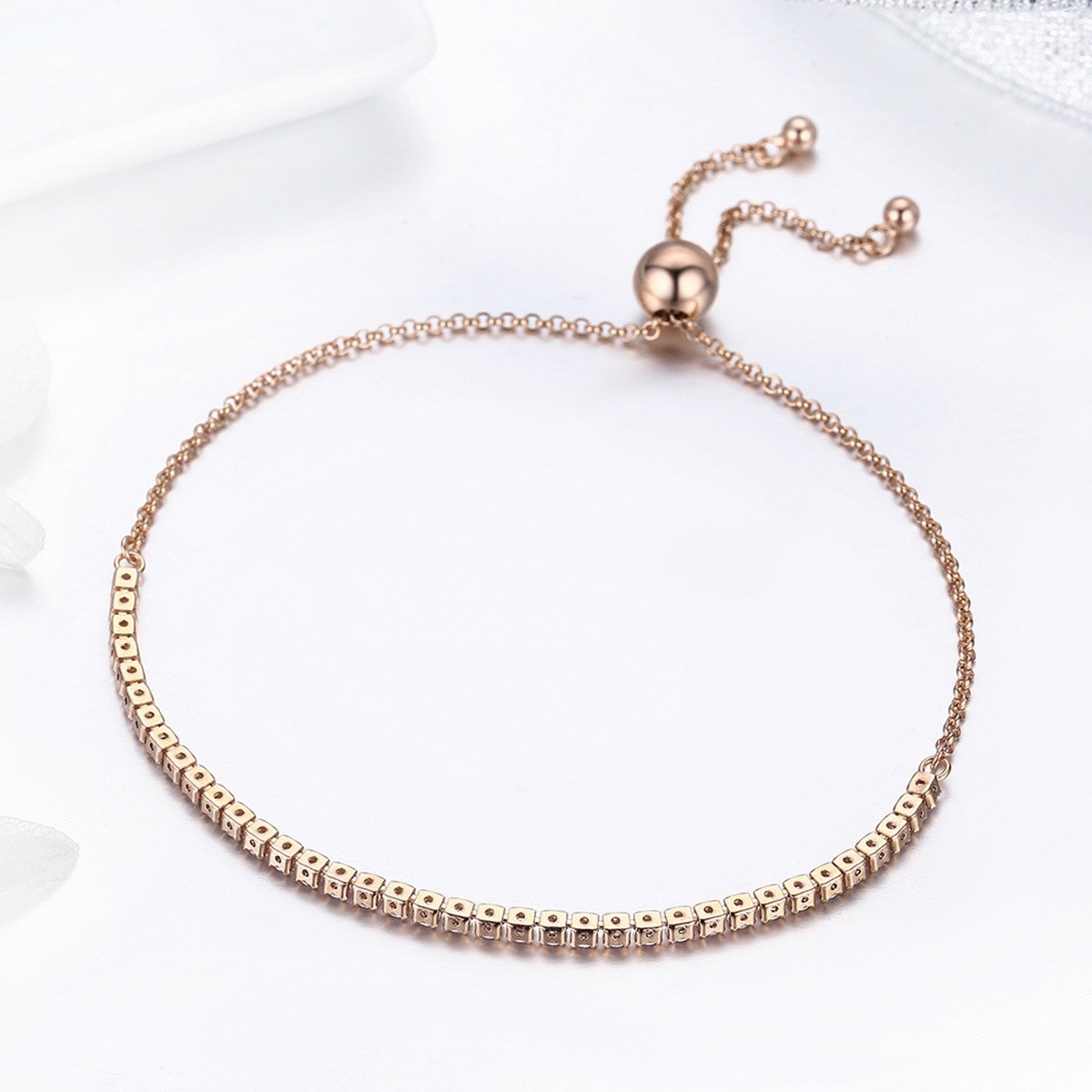 Valentine Day Gift 925 Sterling Silver Dazzling Gold Strand Bracelet Tennis Bracelet Women Sterling Silver Jewelry SCB046