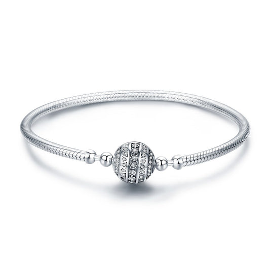CZ Round Clasp Snake Bracelet