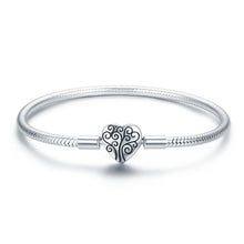 Load image into Gallery viewer, 100% 925 Sterling Silver Spring Tree of Life Heart Shape Clasp Snake Chain Bracelet Sterling Silver Jewelry S925 SCB066