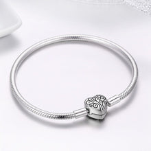 Load image into Gallery viewer, 100% 925 Sterling Silver Spring Tree of Life Heart Shape Clasp Snake Chain Bracelet Sterling Silver Jewelry S925 SCB066