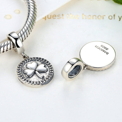 Vintage 100% 925 Sterling Silver Clover Round Shaped Pendant fit DIY Beads & Jewelry Makings Accessories SCC039