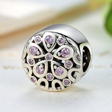 Load image into Gallery viewer, Wholesale 100% 925 Sterling Silver Pink Crystals Flower Bead Charms fit Women Bracelets Beads &amp; Jewelry Makings SCC053