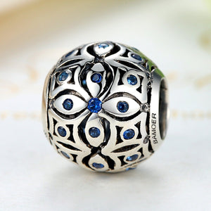 925 Sterling Silver Charms With Blue Crystals S925 Bead Charm fit Bracelets & Bangles for Women Jewelry SCC059