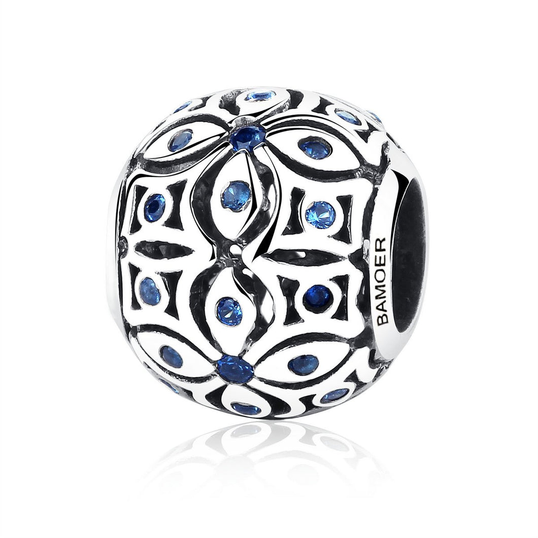 925 Sterling Silver Charms With Blue Crystals S925 Bead Charm fit Bracelets & Bangles for Women Jewelry SCC059
