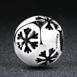 925 Sterling Silver Christmas  Winter Snowman Snowflake Openwork Beads for Charms Bracelets and Necklaces SCC070
