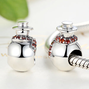 925 Sterling Silver Christmas Collection Winter Snowman Design Necklace Pendant for Women Jewelry with Clear  Garnet red CZ    SCC072