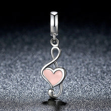 Load image into Gallery viewer, 100% 925 Sterling Silver Pink Heart Pendant Music Note Charms Fit Pandora Bracelets Women Fashion DIY Jewelry SCC110