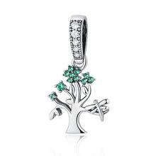 Load image into Gallery viewer, Genuine 925 Sterling Silver Vivid Green Tree of Life Pendant Charms Fit Pandora Bracelets Women DIY Beads &amp; Jewelry Making SCC117