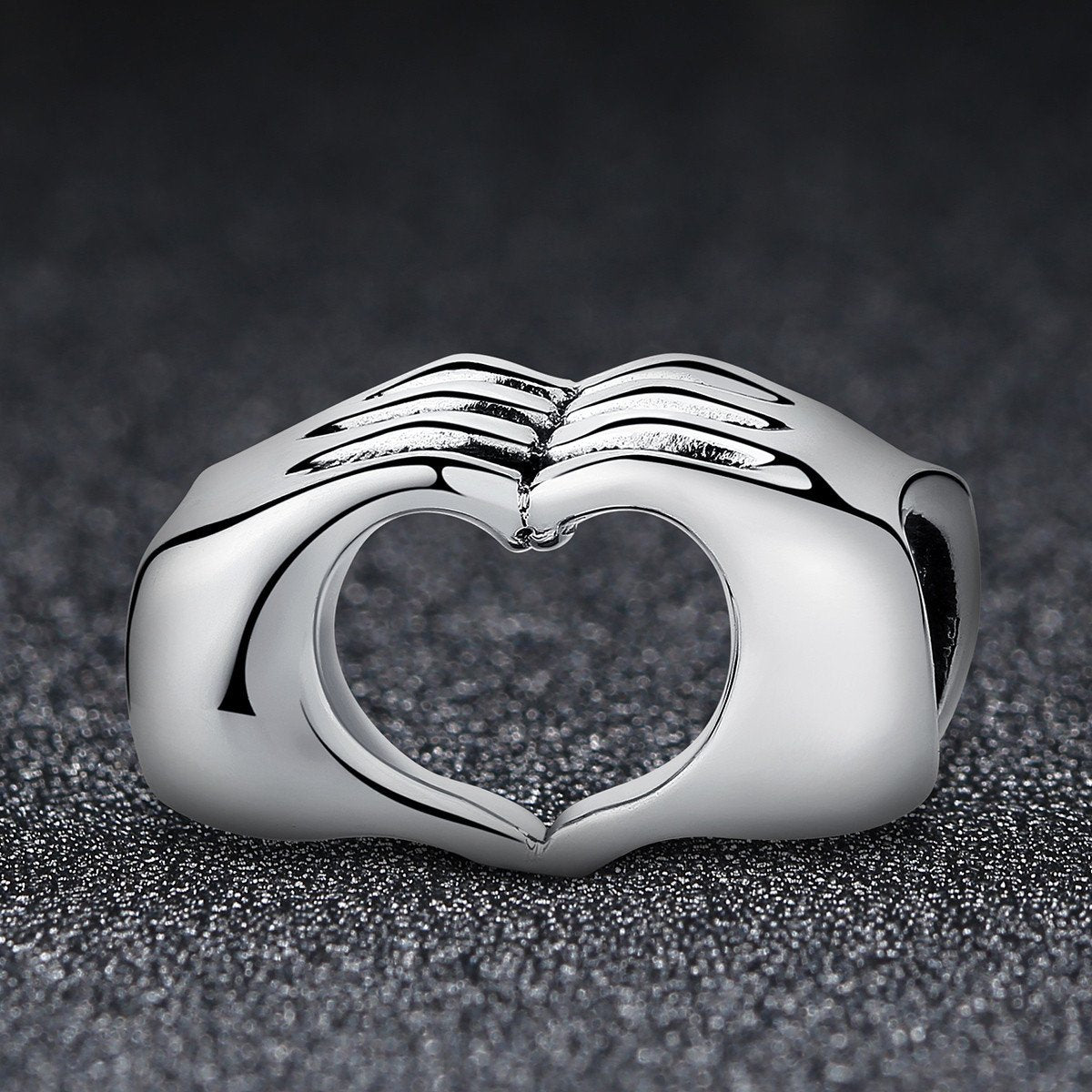 Genuine 925 Sterling Silver Closed Love Hand Heart Beads fit Charms Bracelets DIY Jewelry Accessories SCC125