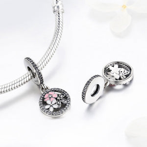 925 Sterling Silver Poetic Blooms Mixed Enamels Flower Clear CZ Bead Charms fit Bracelets & Bangles DIY Fine Jewelry SCC139