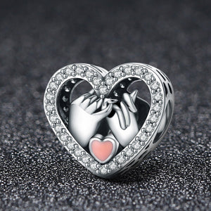 Romantic Genuine 925 Sterling Silver Promise For Love Heart Beads fit Original Charm Bracelet DIY Jewelry Gift SCC167