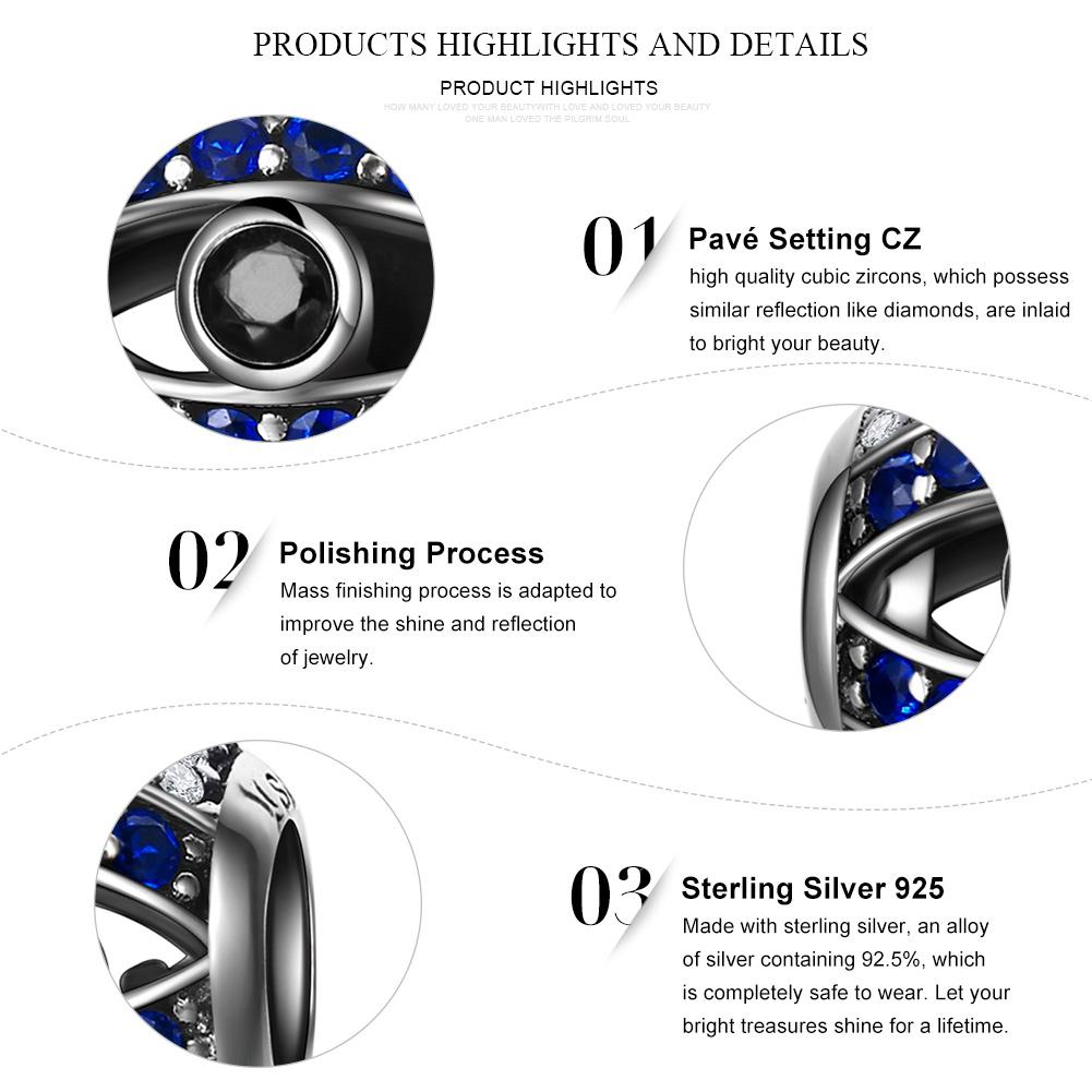925 Sterling Silver Blue Eyes Eye Of Nazar Lucky Guardian Beads Charm fit Charm Bracelets Bangles Jewelry SCC172