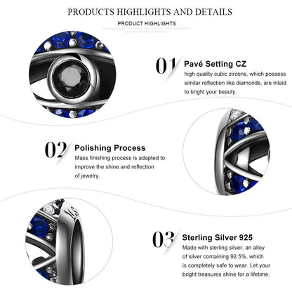 925 Sterling Silver Blue Eyes Eye Of Nazar Lucky Guardian Beads Charm fit Charm Bracelets Bangles Jewelry SCC172