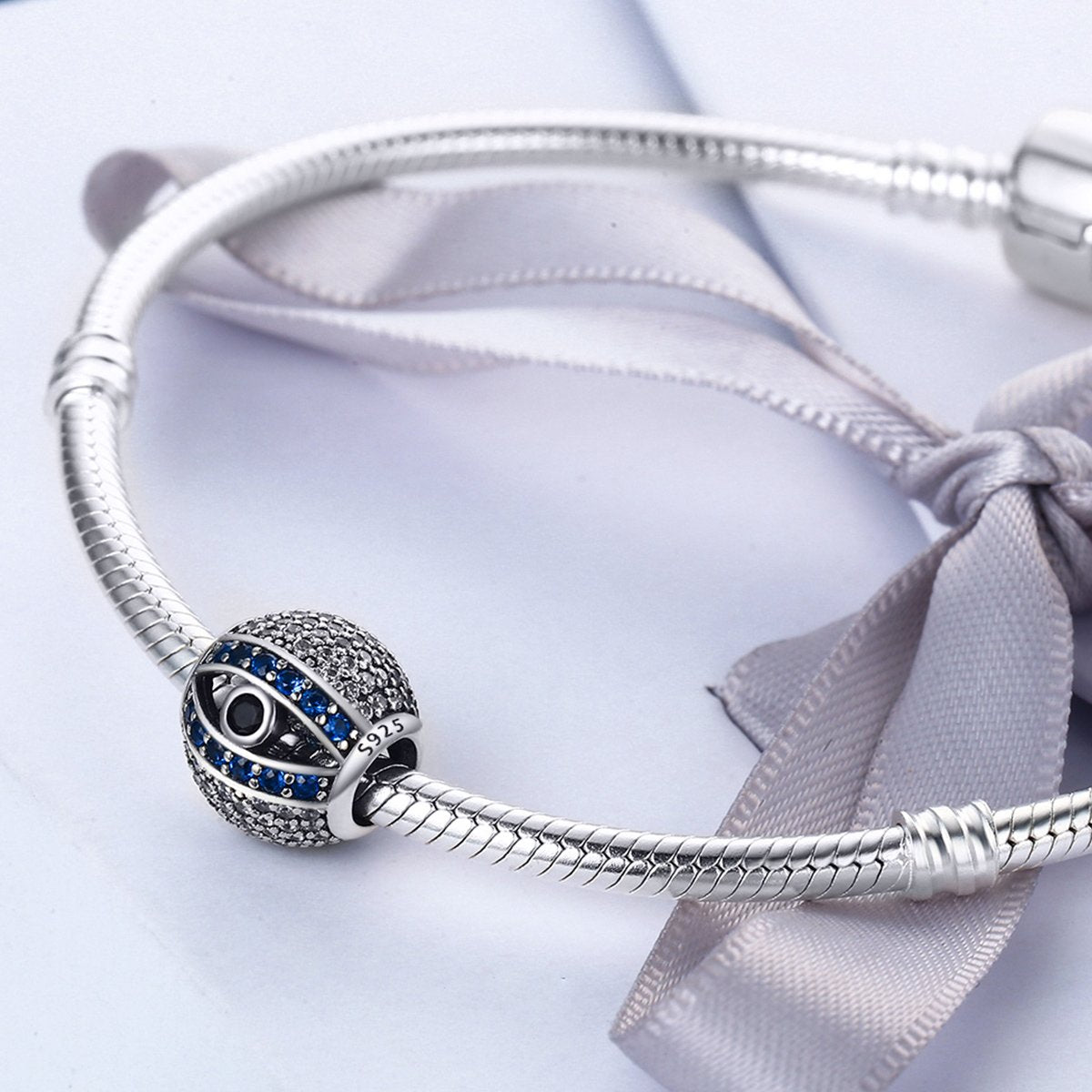 925 Sterling Silver Blue Eyes Eye Of Nazar Lucky Guardian Beads Charm fit Charm Bracelets Bangles Jewelry SCC172