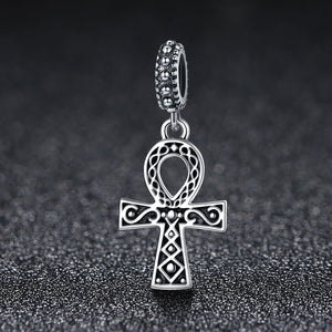 925 Sterling Silver Classic Power of Faith Cross Dangle Charms Fit Bracelets DIY Jewelry Making SCC185
