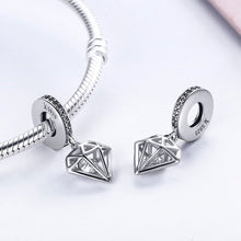 Load image into Gallery viewer, 925 Sterling Silver Shining Heart Crystal Diamonds Pendant Charms Beads fit Women Bracelets DIY Jewelry Gift SCC186