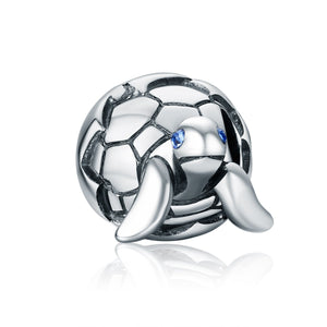 Cute Design 925 Sterling Silver Reborn Turtle Tortoise & Clear CZ Beads fit Charm Bracelets & Bangles DIY Jewelry SCC192