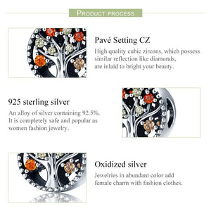 Autumn Collection Genuine 925 Sterling Silver Tree of Life Fruitful Autumn Beads fit Women Bracelets DIY Jewelry SCC219
