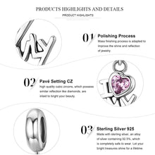 Load image into Gallery viewer, Genuine 925 Sterling Silver I Love My Family Heart Dangle Charms fit Women Charm Bracelets Jewelry Family Gift SCC251