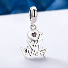 Load image into Gallery viewer, Genuine 925 Sterling Silver I Love My Family Heart Dangle Charms fit Women Charm Bracelets Jewelry Family Gift SCC251