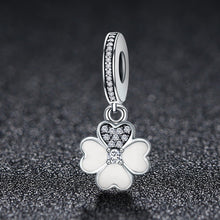 Load image into Gallery viewer, 925 Sterling Silver Heart Petals Clover Dangle Charm fit Original Charm Bracelets for Women DIY Jewelry  SCC259