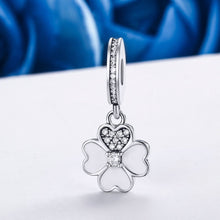 Load image into Gallery viewer, 925 Sterling Silver Heart Petals Clover Dangle Charm fit Original Charm Bracelets for Women DIY Jewelry  SCC259