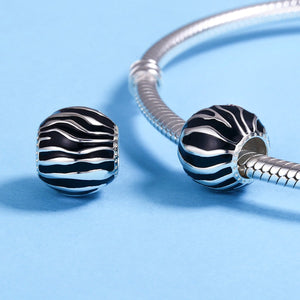 100% 925 Sterling Silver Fleeting Time Black & White Enamel Beads fit Women Bracelets Necklaces Jewelry SCC295