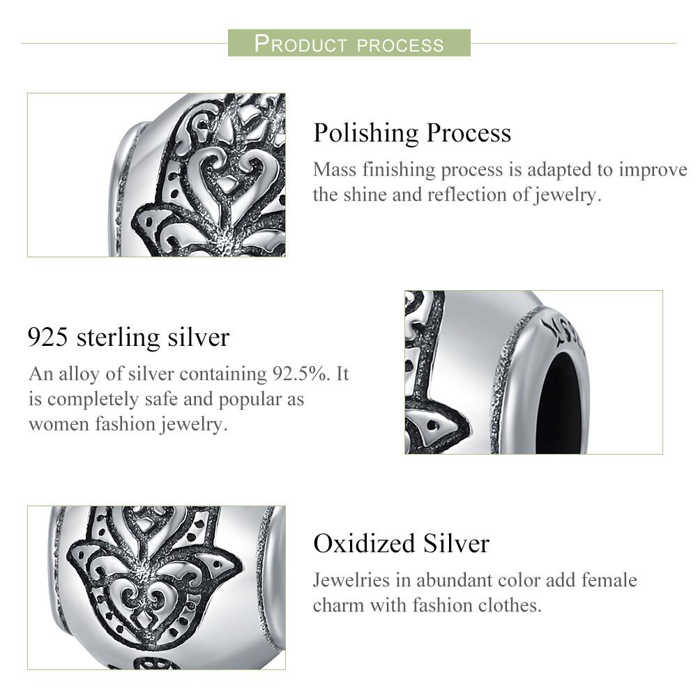 Hot Sale 100% 925 Sterling Silver Fatima Hand Faith Power Beads fit Original Charm Bracelets Women DIY jewelry SCC306