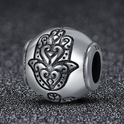 Hot Sale 100% 925 Sterling Silver Fatima Hand Faith Power Beads fit Original Charm Bracelets Women DIY jewelry SCC306