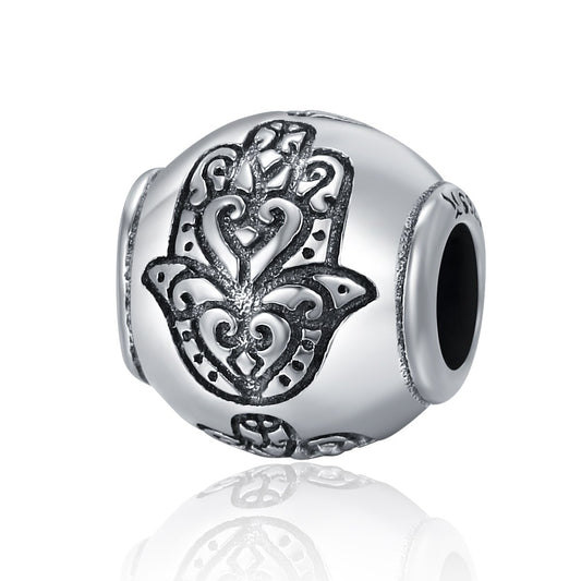 Hot Sale 100% 925 Sterling Silver Fatima Hand Faith Power Beads fit Original Charm Bracelets Women DIY jewelry SCC306