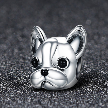 925 Sterling Silver Loyal Partners French BULLDOG Doggy Animal Beads fit Women Charm Bracelets Dog Jewelry SCC315