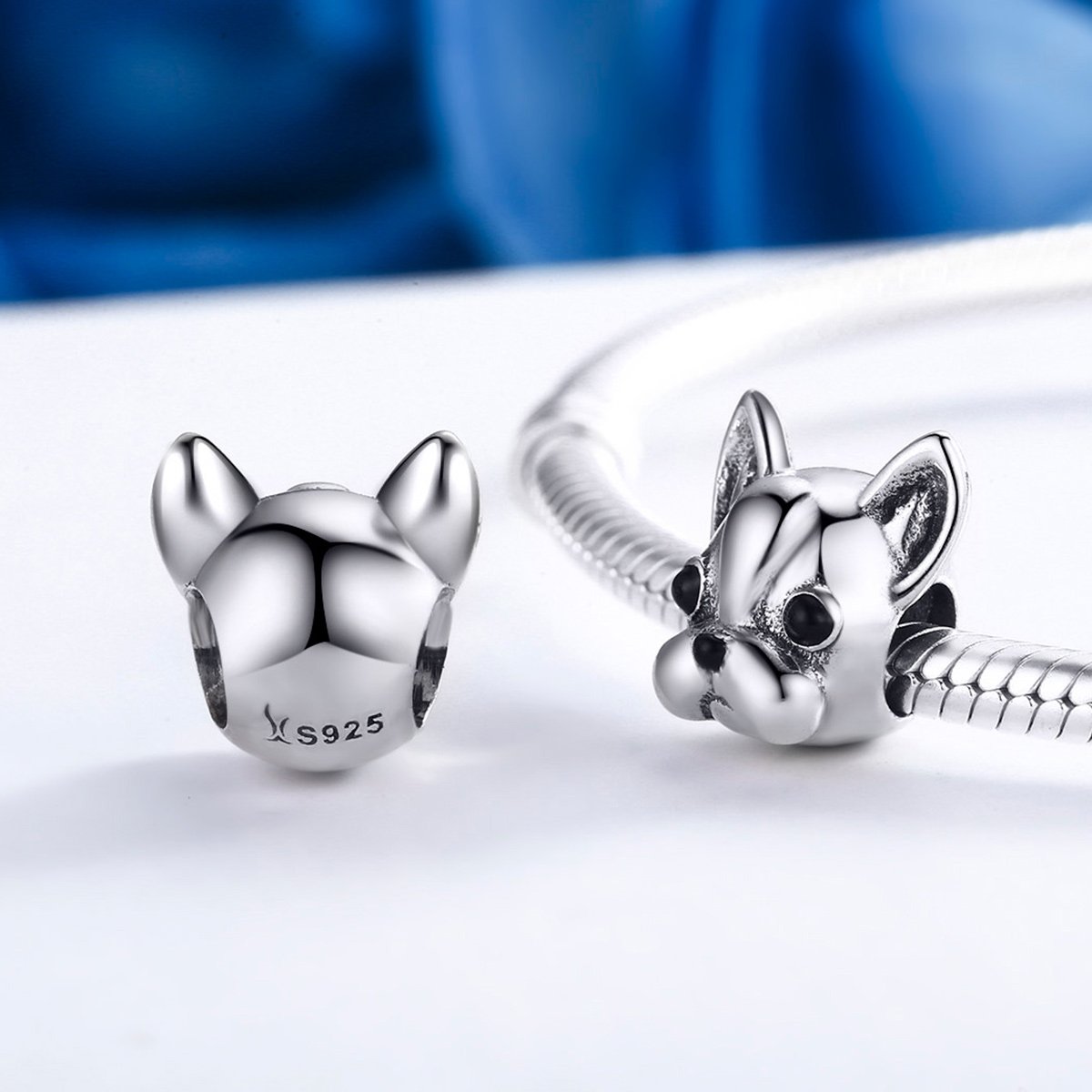925 Sterling Silver Loyal Partners French BULLDOG Doggy Animal Beads fit Women Charm Bracelets Dog Jewelry SCC315