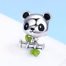 Load image into Gallery viewer, Real 100% 925 Sterling Silver Lovely Bamboo &amp; Panda Animal Charm fit Girls Charm Bracelet DIY Jewelry Girls Gift SCC325