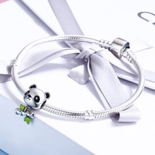 Load image into Gallery viewer, Real 100% 925 Sterling Silver Lovely Bamboo &amp; Panda Animal Charm fit Girls Charm Bracelet DIY Jewelry Girls Gift SCC325