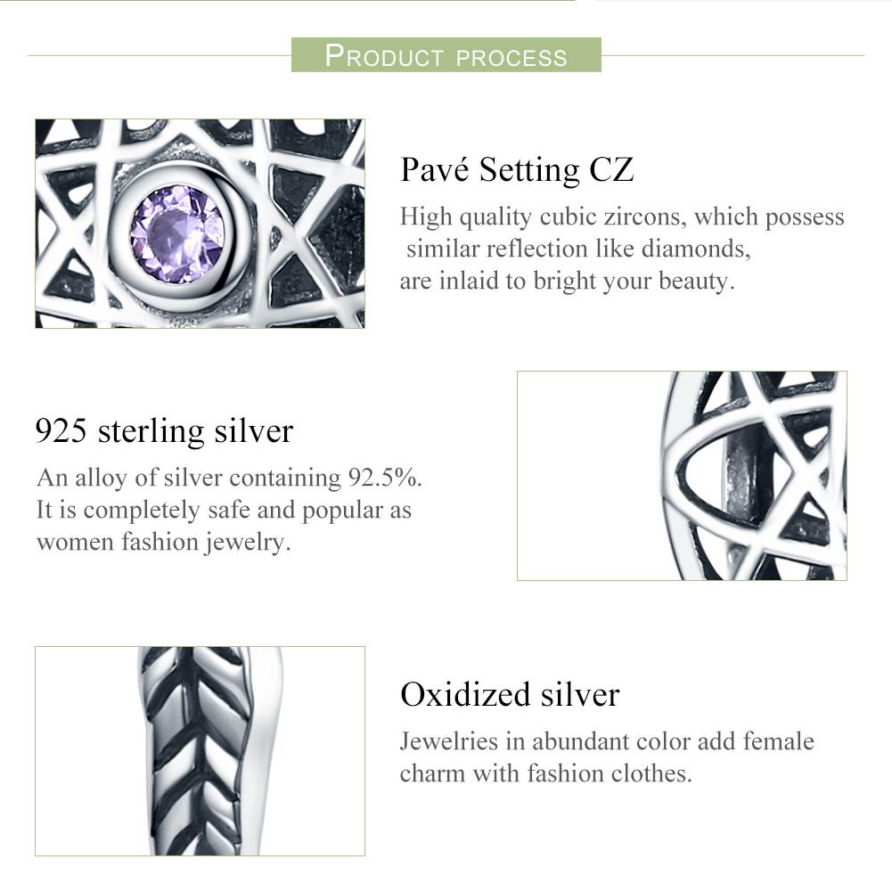 Genuine 925 Sterling Silver Beautiful Dream Catcher Holder Beads fit Charm Bracelet Necklace DIY Jewelry SCC330