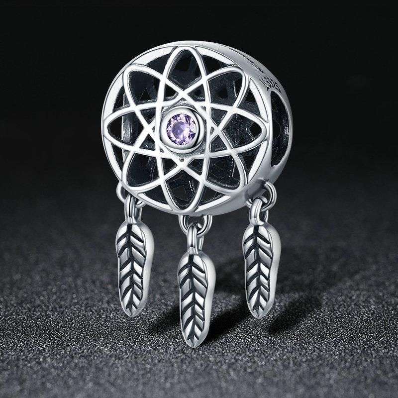Genuine 925 Sterling Silver Beautiful Dream Catcher Holder Beads fit Charm Bracelet Necklace DIY Jewelry SCC330