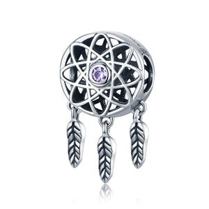 Genuine 925 Sterling Silver Beautiful Dream Catcher Holder Beads fit Charm Bracelet Necklace DIY Jewelry SCC330