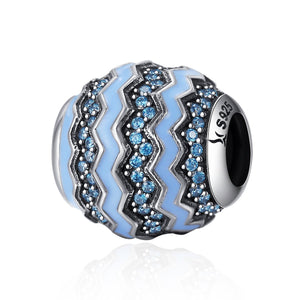 100% 925 Sterling Silver Dazzling Glaciers Clear CZ & Enamel Beads fit Women Charm Bracelets DIY jewelry Making SCC338