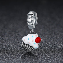Load image into Gallery viewer, Hot Sale 925 Sterling Silver Sweet Cherry Cream Cupcake Pendant Charms fit Women Charm Bracelets Fine Jewelry SCC350