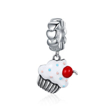 Load image into Gallery viewer, Hot Sale 925 Sterling Silver Sweet Cherry Cream Cupcake Pendant Charms fit Women Charm Bracelets Fine Jewelry SCC350