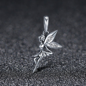 Authentic 925 Sterling Silver Flower Fairy Dangle Pendant Charms fit Women Charm Bracelets & Necklaces jewelry SCC359