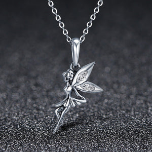 Authentic 925 Sterling Silver Flower Fairy Dangle Pendant Necklaces Charms Women jewelry SCC359+SCA010