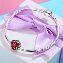Load image into Gallery viewer, Authentic 925 Sterling Silver Sweet Strawberry Red Enamel Charm fit Women Charm Bracelets &amp; Bangles Fine Jewelry SCC369